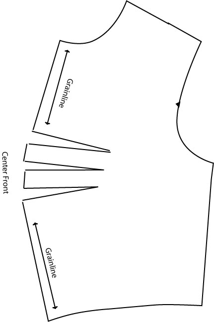 final pattern for bodice with center front darts