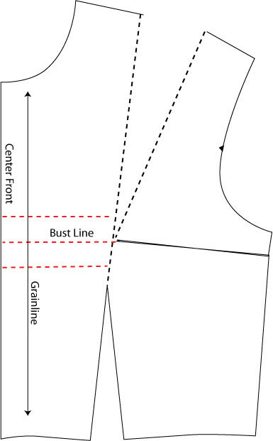 sketch of pattern draft - 2nd step for CF darts