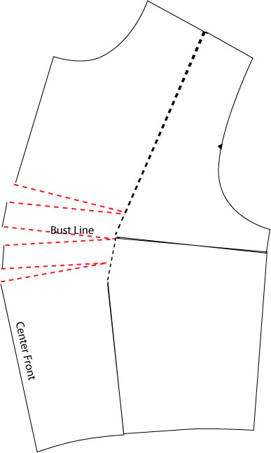 sketch of pattern draft - step 3 of CF darts