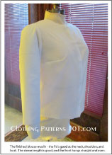 finished blouse muslin on body form