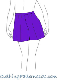 sketch of woman wearing purple flared shorts sketch of woman wearing purple flared shorts
