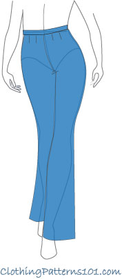 sketch of woman wearing pant flared from knee