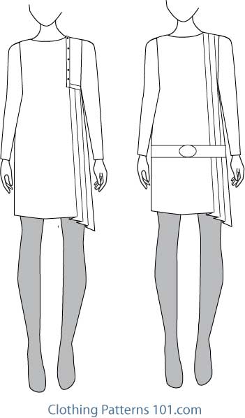 2 versions of side-pleated tunic inspired by vintage and ethnic clothing