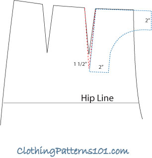 first step in drafting the front flap of a sailor pant - drawing the facing