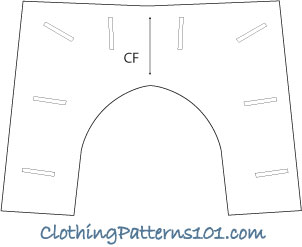 sketch of sailor pant front flap facing
