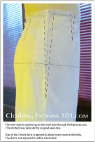 skirt muslin on body form with fit markings