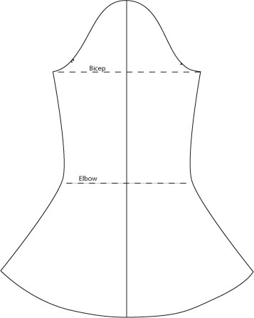 sketch of final pattern of wide bell sleeve